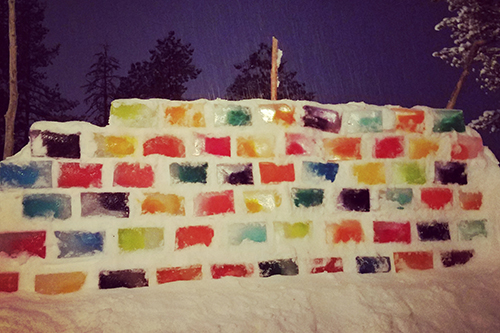 Ice experiment — wall of color snow
