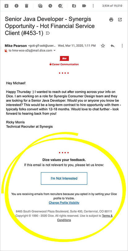 Interface showing candidate feedback options and anonymized replies